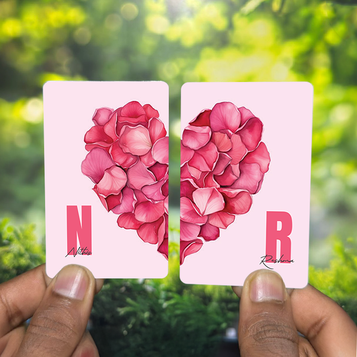 Couple heart wallet card